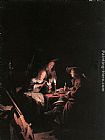 Gerrit Dou Cardplayers at Candlelight painting